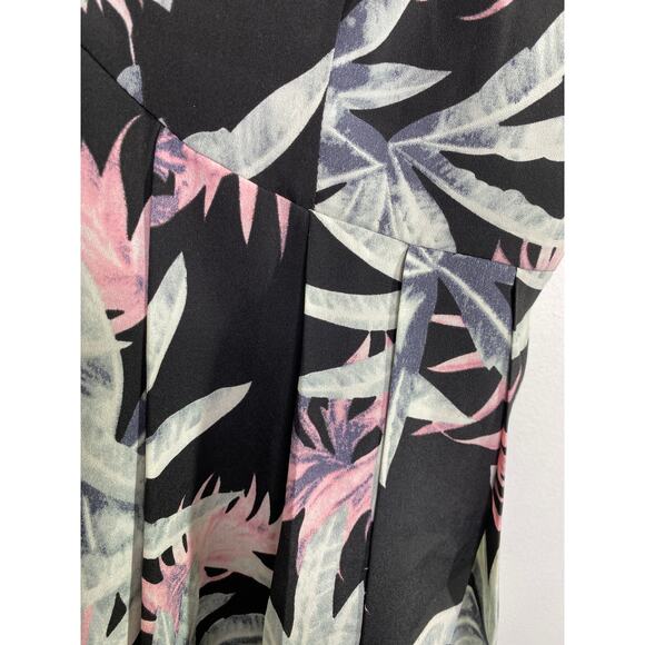 Tobi Black Floral Print V-Neck Sleeveless Pleated Mini Dress Women's Size Small - Picture 5 of 9